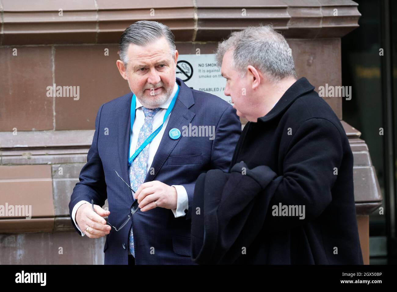 Manchester, UK – Monday 4th October 2021 – Labour MP Barry Gardiner promoting his Stop Fire & Rehire private members bill at the Conservative Party Conference in Manchester. Photo Steven May / Alamy Live News Stock Photo