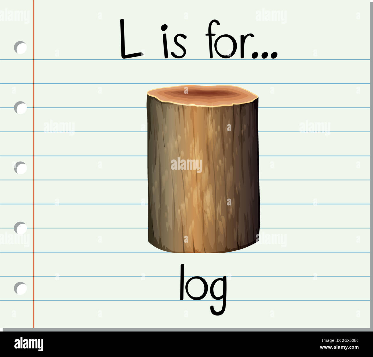 Flashcard letter L is for log Stock Vector