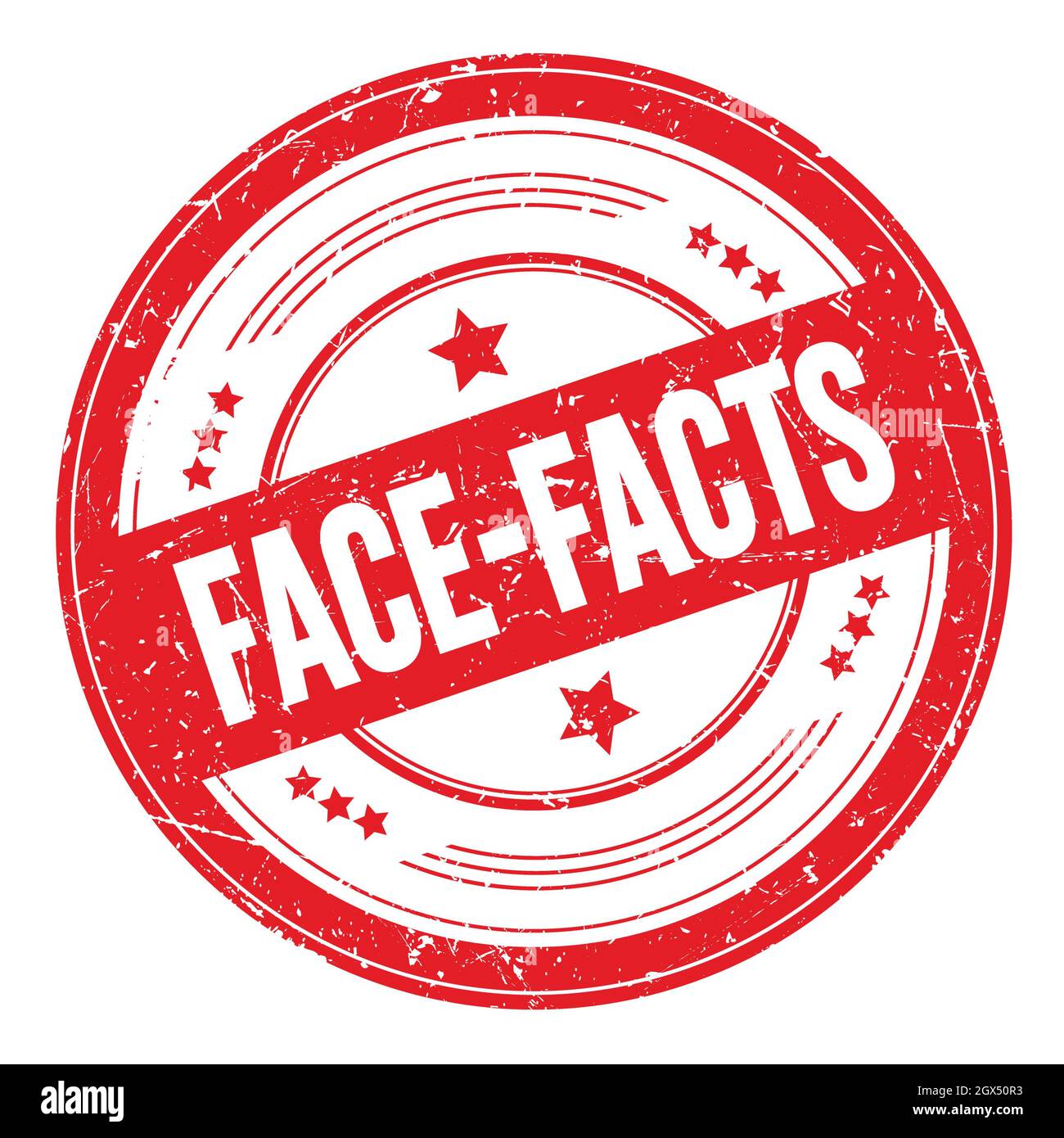 FACE-FACTS text on red round grungy texture stamp. Stock Photo