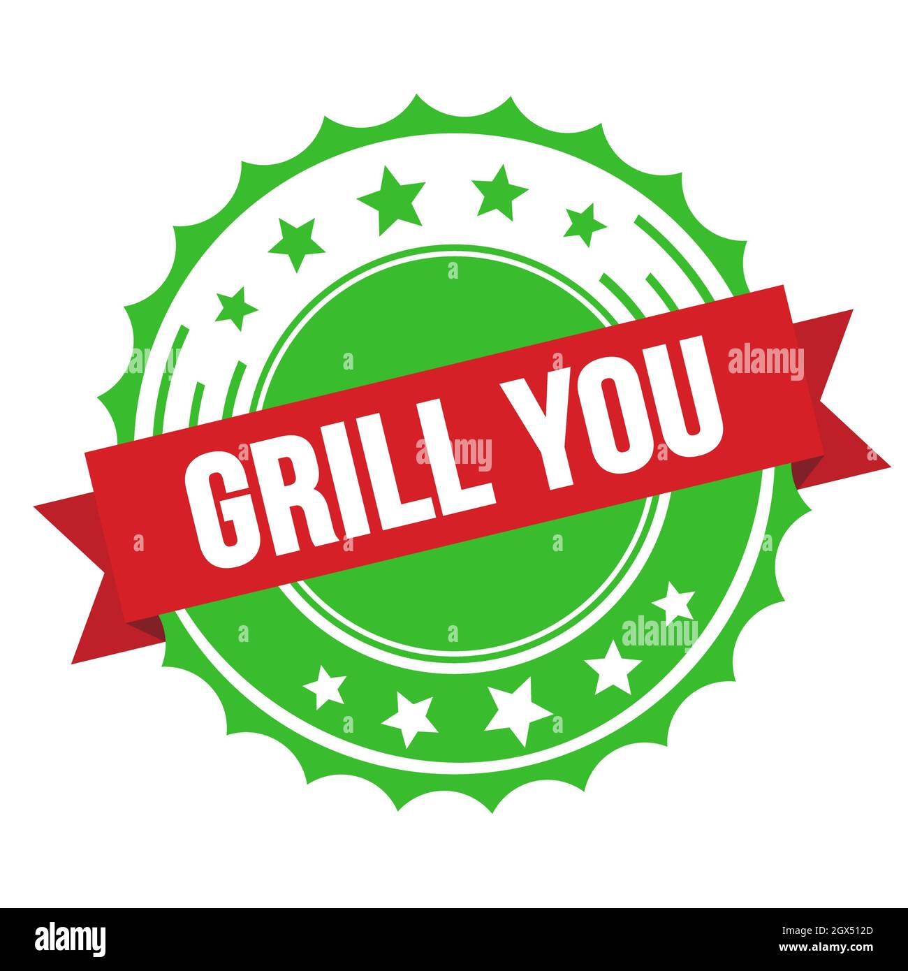 GRILL YOU text on red green ribbon badge stamp Stock Photo Alamy