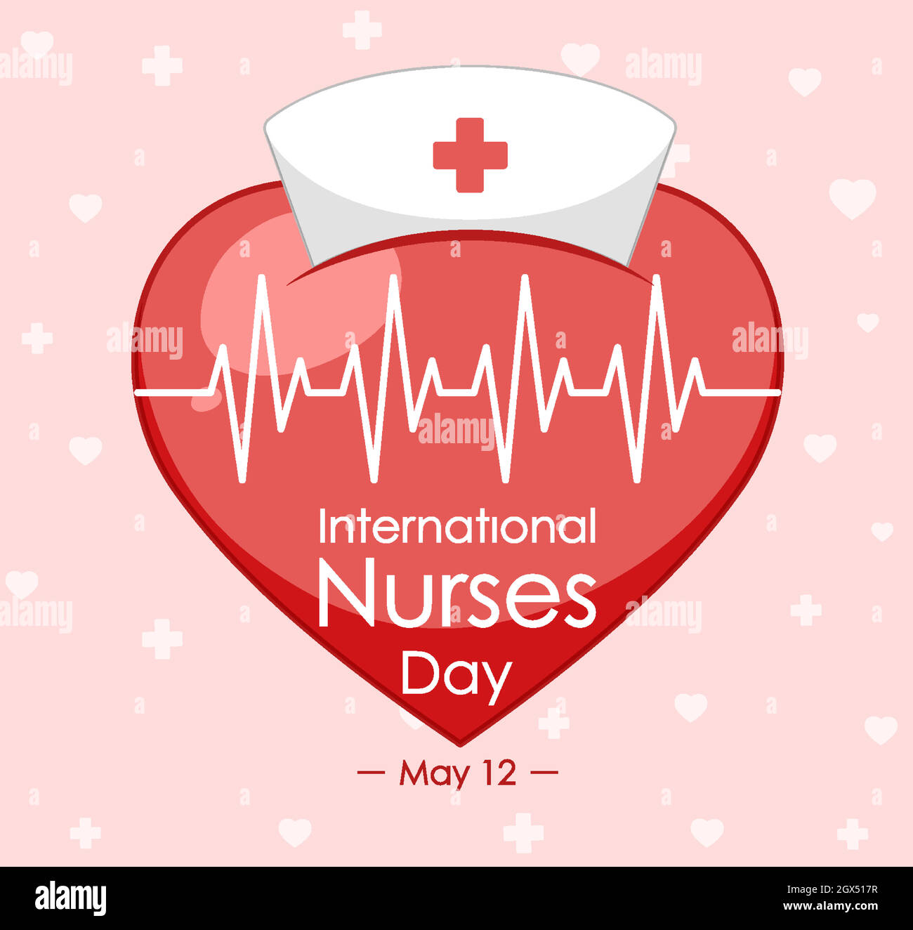 Happy International Nurses Day font with cross medical symbol ...