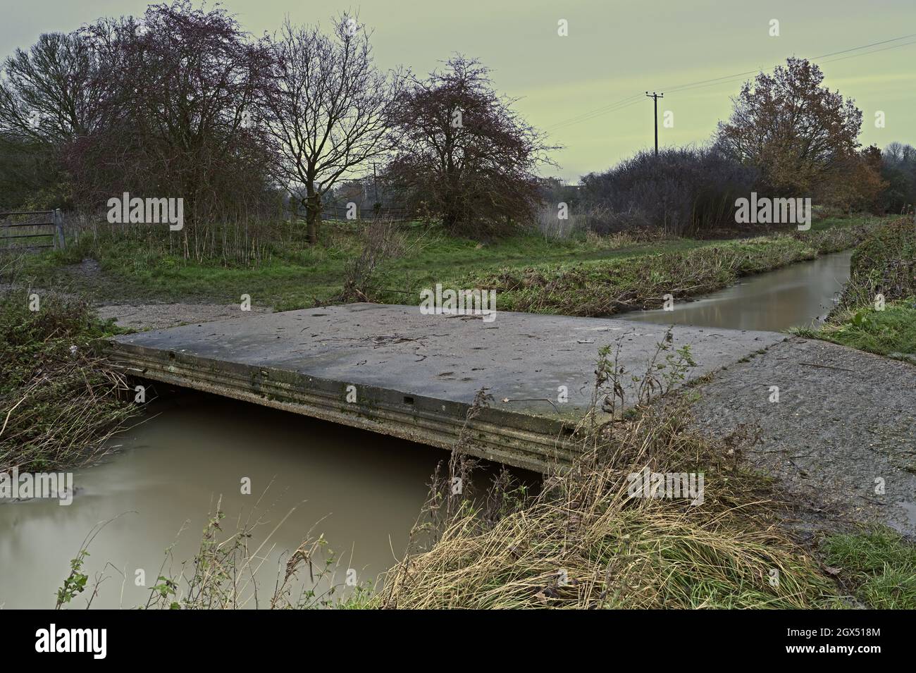 Old cattle crossing bridge. A stretch of the River Crouch  between the bridge at London Road and the bridge at Castledon Road in Wickford Essex. Stock Photo