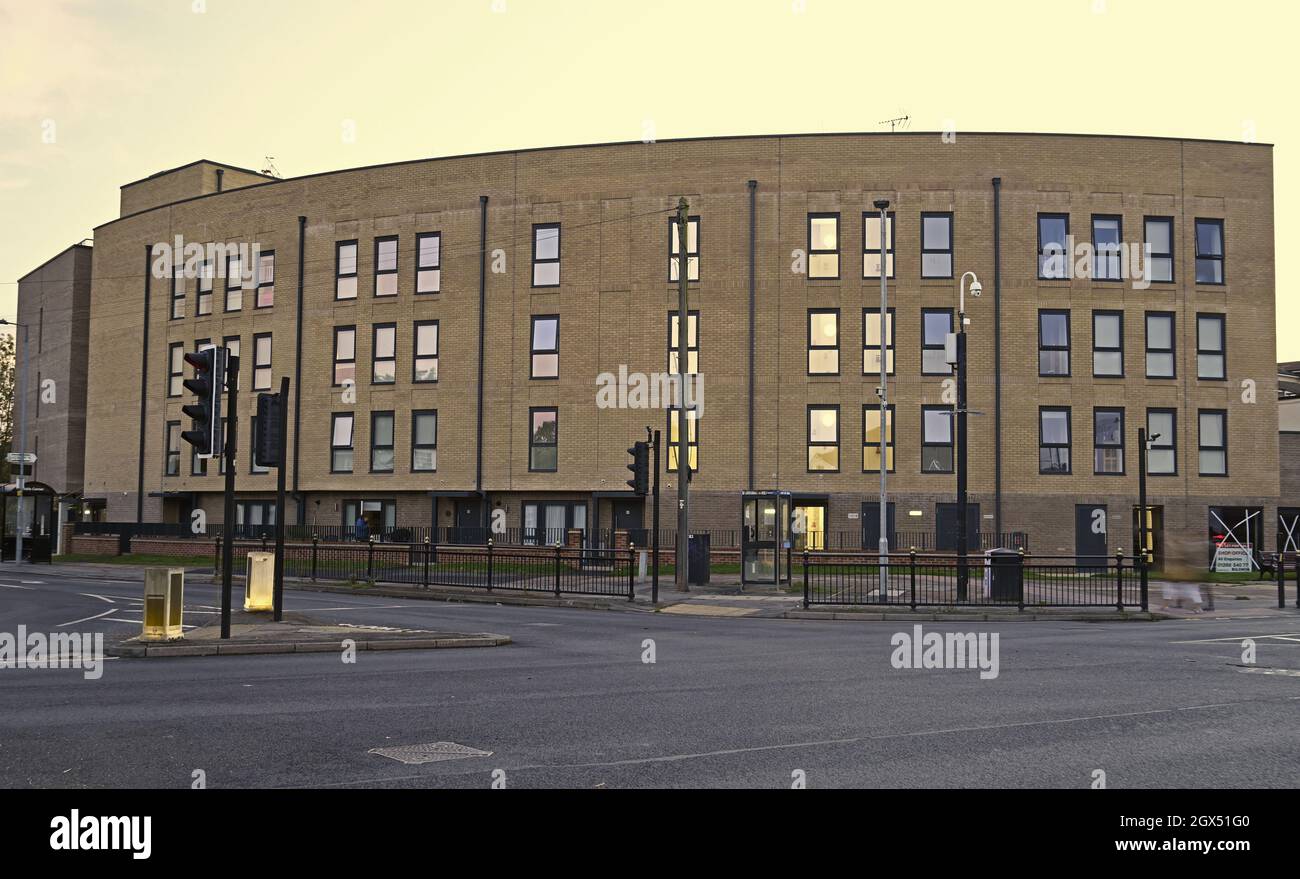 Wych Elm House. New residential building (2021) at the south end of Wickford High Street on the corner of the London Road and opposite Halls Corner. Stock Photo