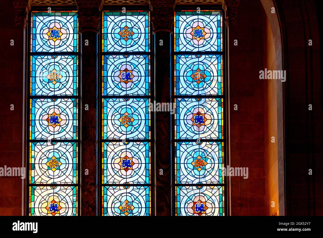 Stained glass window in the rotunda inside of the Royal Ontario Museum