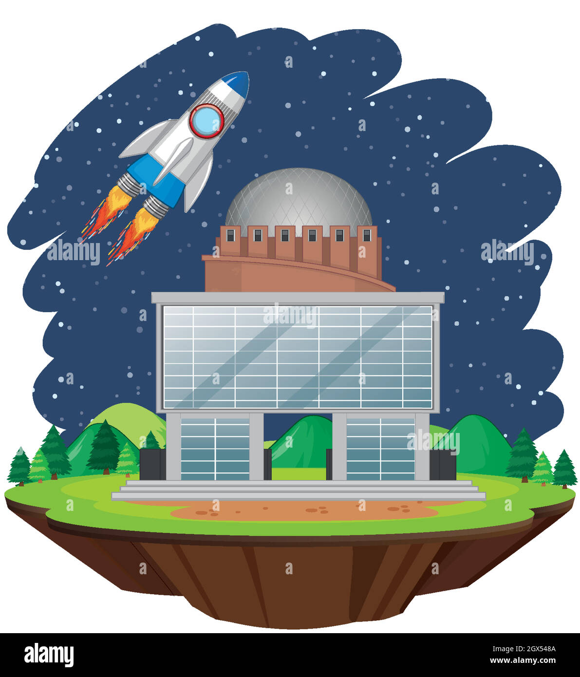 Scene with spaceship flying in the sky Stock Vector Image & Art - Alamy