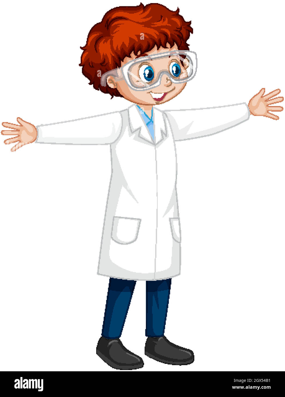 A boy wearing laboratory coat cartoon character Stock Vector Image