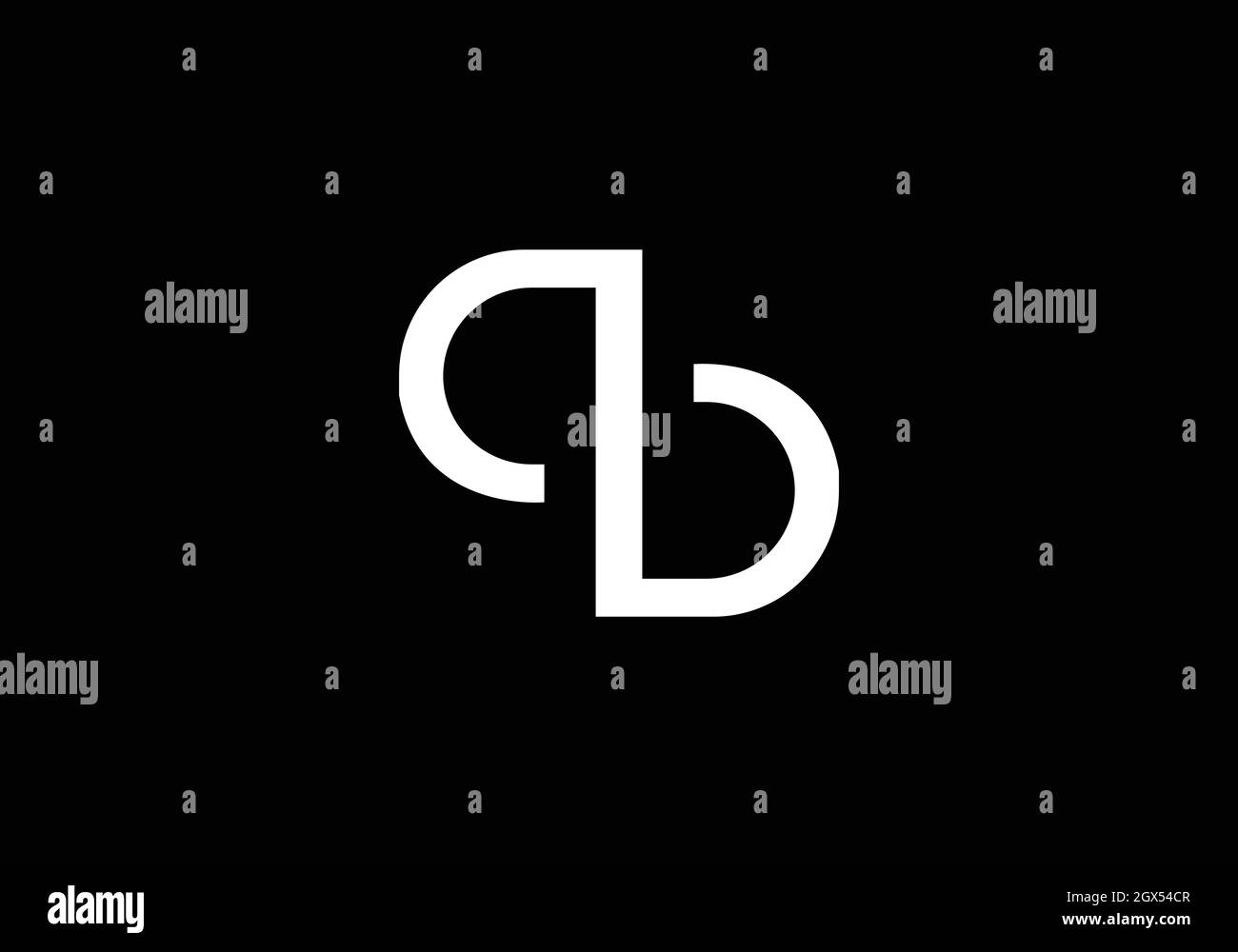 Creative letter DB negative space logo design with black background. Stock Vector