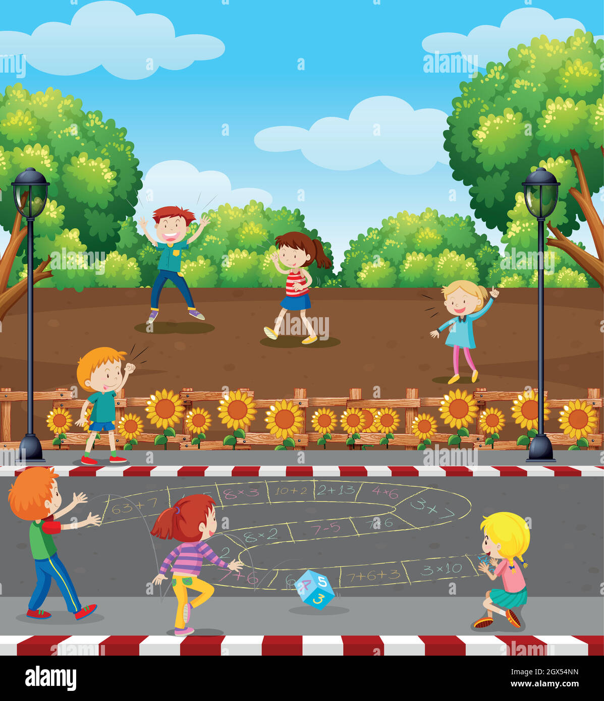 Children playing math game at playground Stock Vector Image & Art Alamy