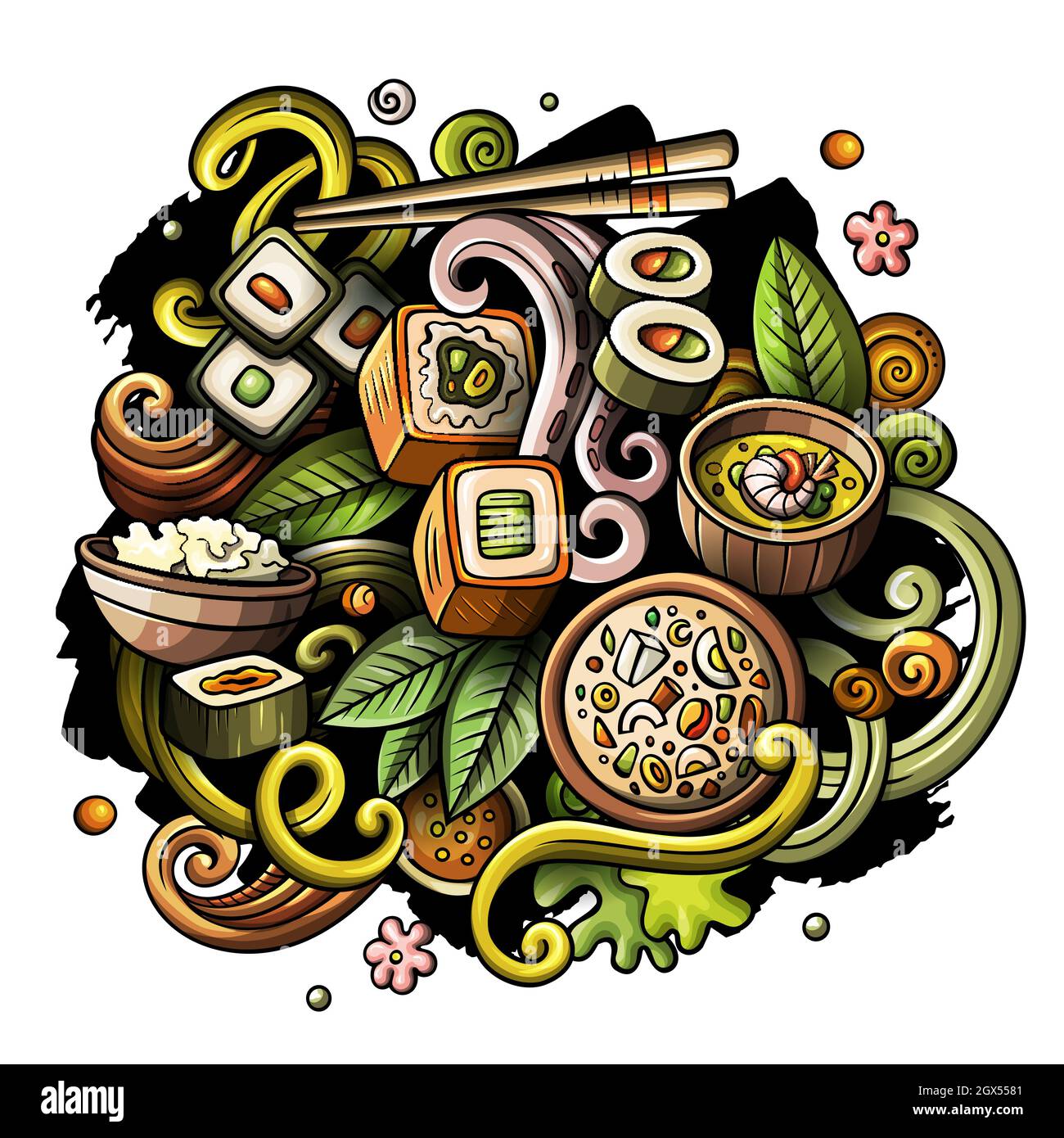 Cartoon vector doodles Japan food illustration Stock Vector Image & Art ...