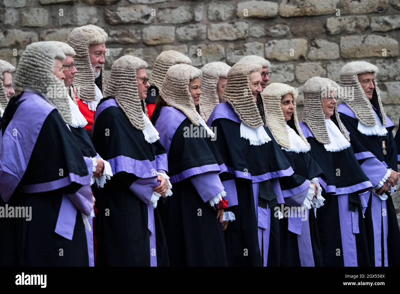 LONDON - OCTOBER 1: The annual Judges Service took place at Westminster Abbey in London today, October 1, 2021. At the start of the legal year the Lord Chancellor, Dominic Raab, Judges, Q.C’s and senior legal figures, walk in a procession from Westminster Abbey to the Houses of Parliament, for a reception hosted by the Lord Chancellor. The custom dates back to the Middle Ages, when the judges prayed for guidance at the start of the legal year. Photo by David Levenson/Alamy Stock Photo