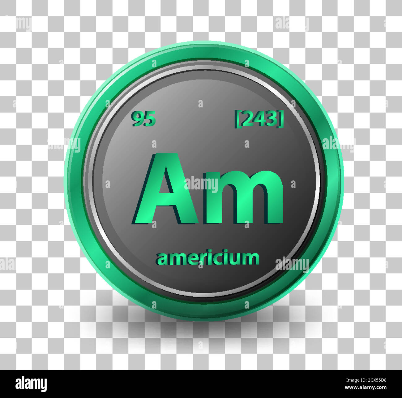 Americium chemical element. Chemical symbol with atomic number and