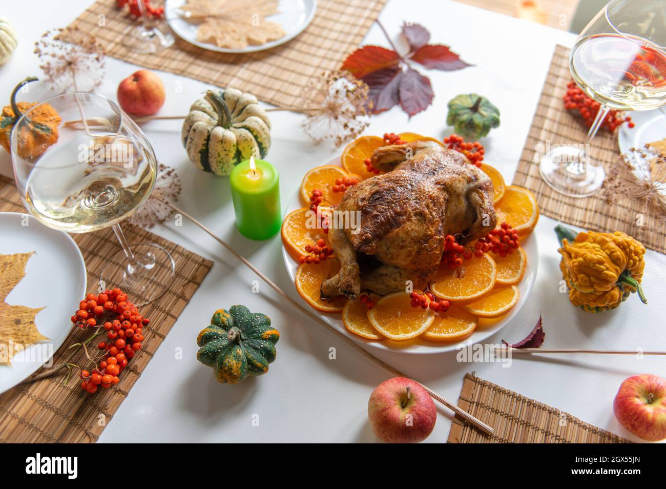 Thanksgiving Celebration Traditional Dinner Setting Food Concept. Top ...