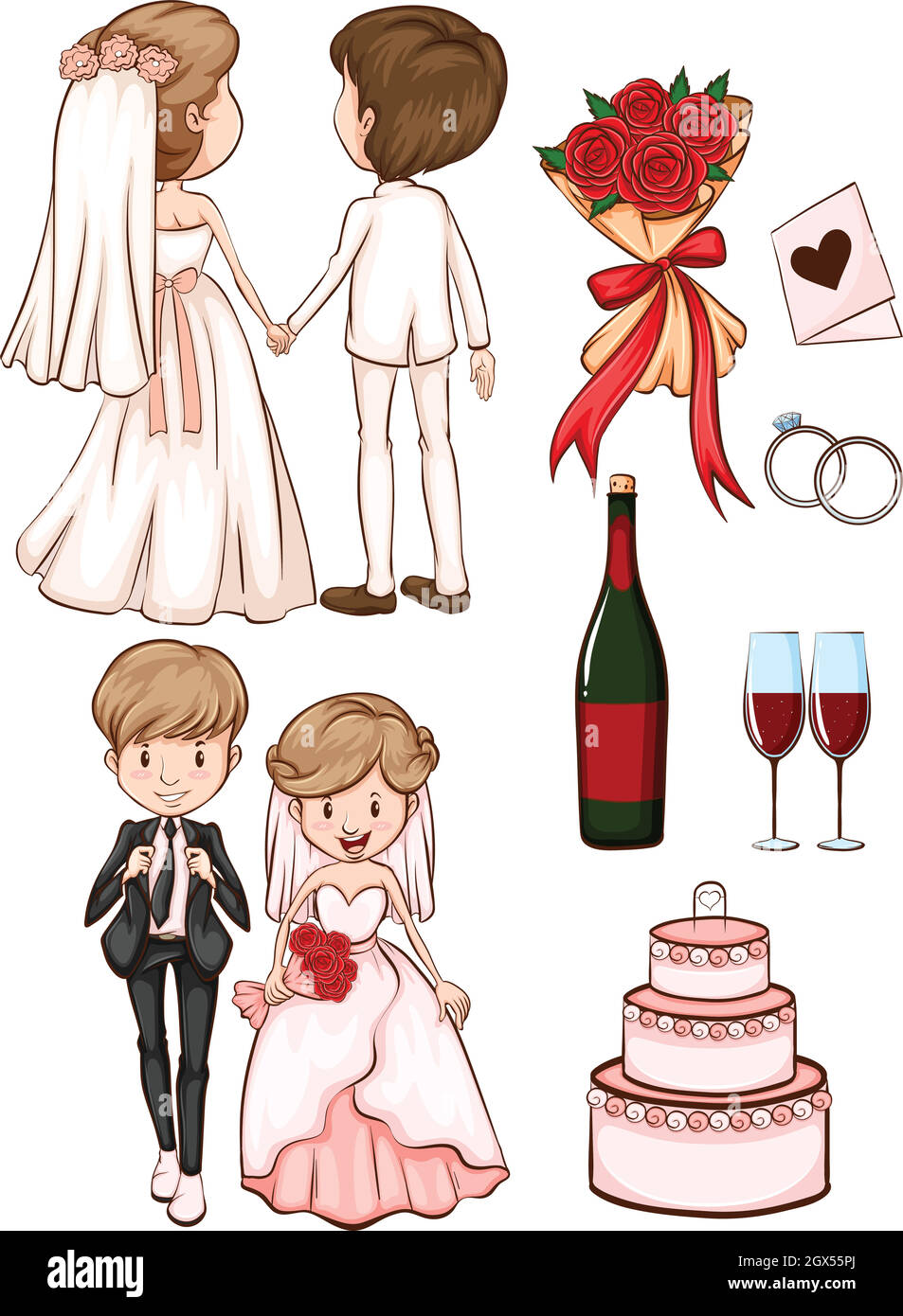 A simple sketch of a wedding Stock Vector