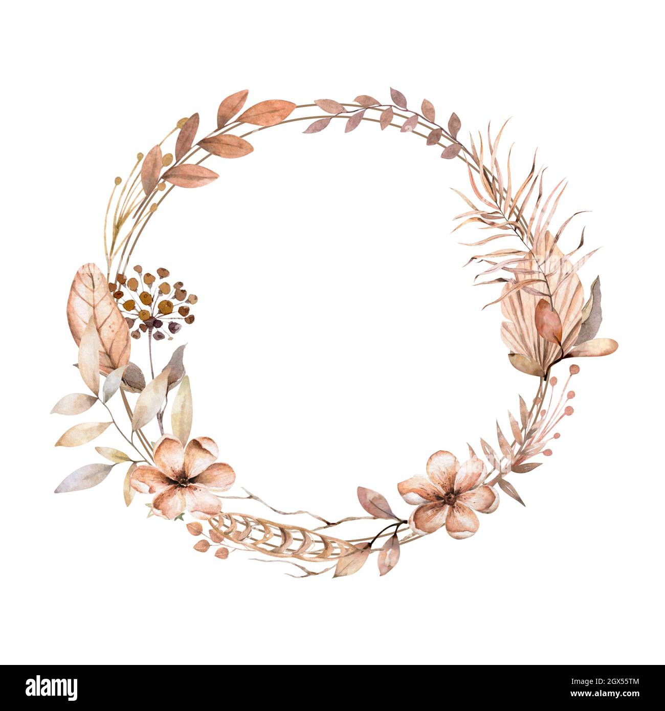 Aesthetic Dried Flowers and Leaf Frame Graphic by fathurmutiah