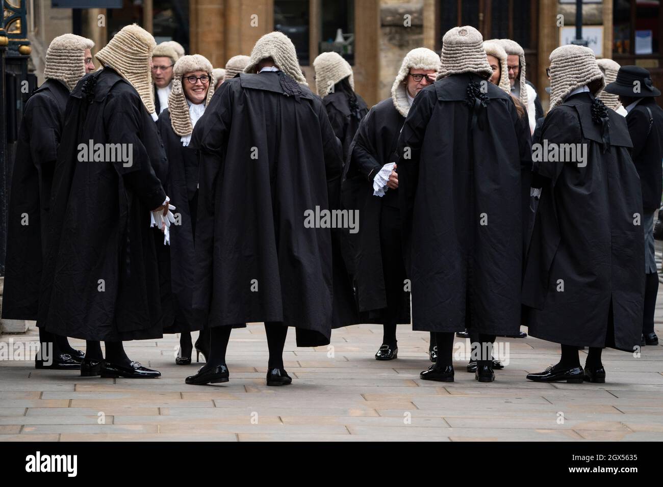 LONDON - OCTOBER 1: The annual Judges Service took place at Westminster Abbey in London today, October 1, 2021. At the start of the legal year the Lord Chancellor, Dominic Raab, Judges, Q.C’s and senior legal figures, walk in a procession from Westminster Abbey to the Houses of Parliament, for a reception hosted by the Lord Chancellor. The custom dates back to the Middle Ages, when the judges prayed for guidance at the start of the legal year. Photo by David Levenson/Alamy Stock Photo