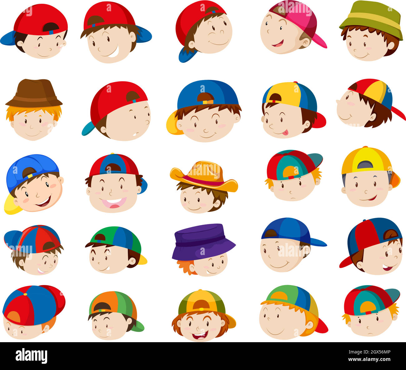 Boy heads with facial expressions Stock Vector Image & Art - Alamy
