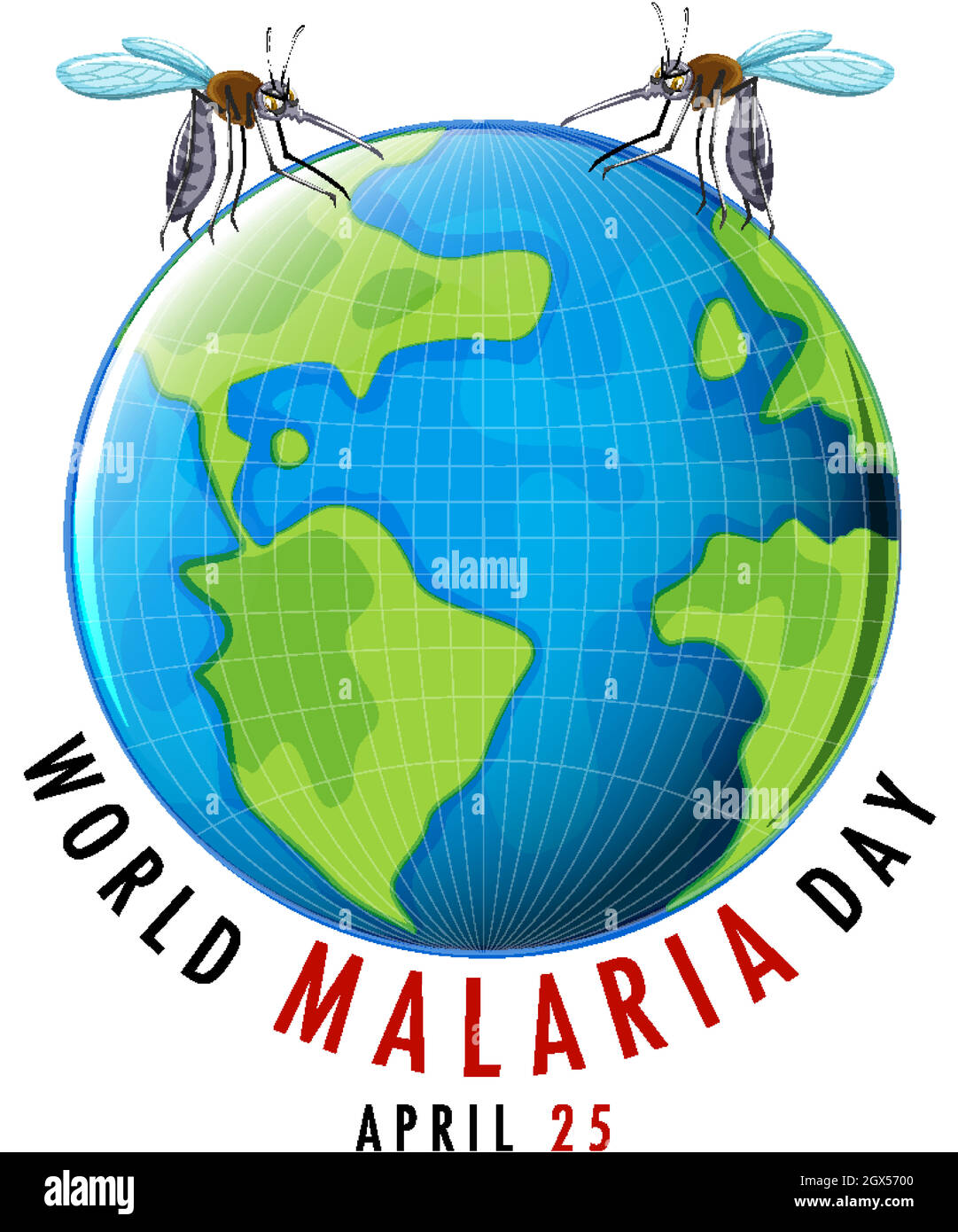 World Malaria Day logo or banner with mosquito and the earth Stock Vector