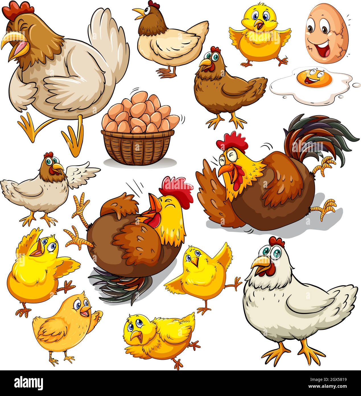 Chicken and fresh eggs Stock Vector