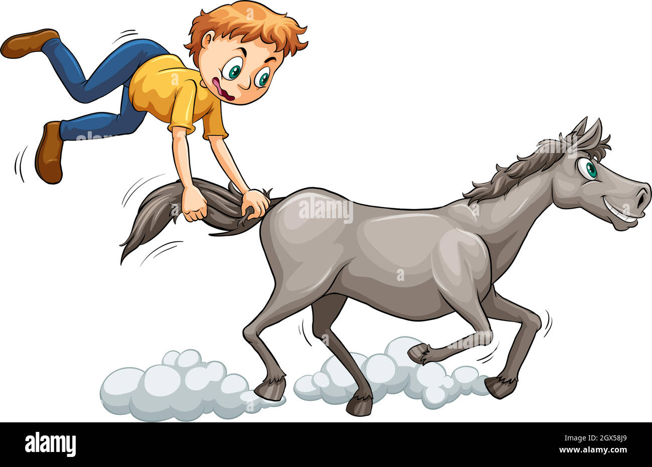 Man chasing the horse Stock Vector