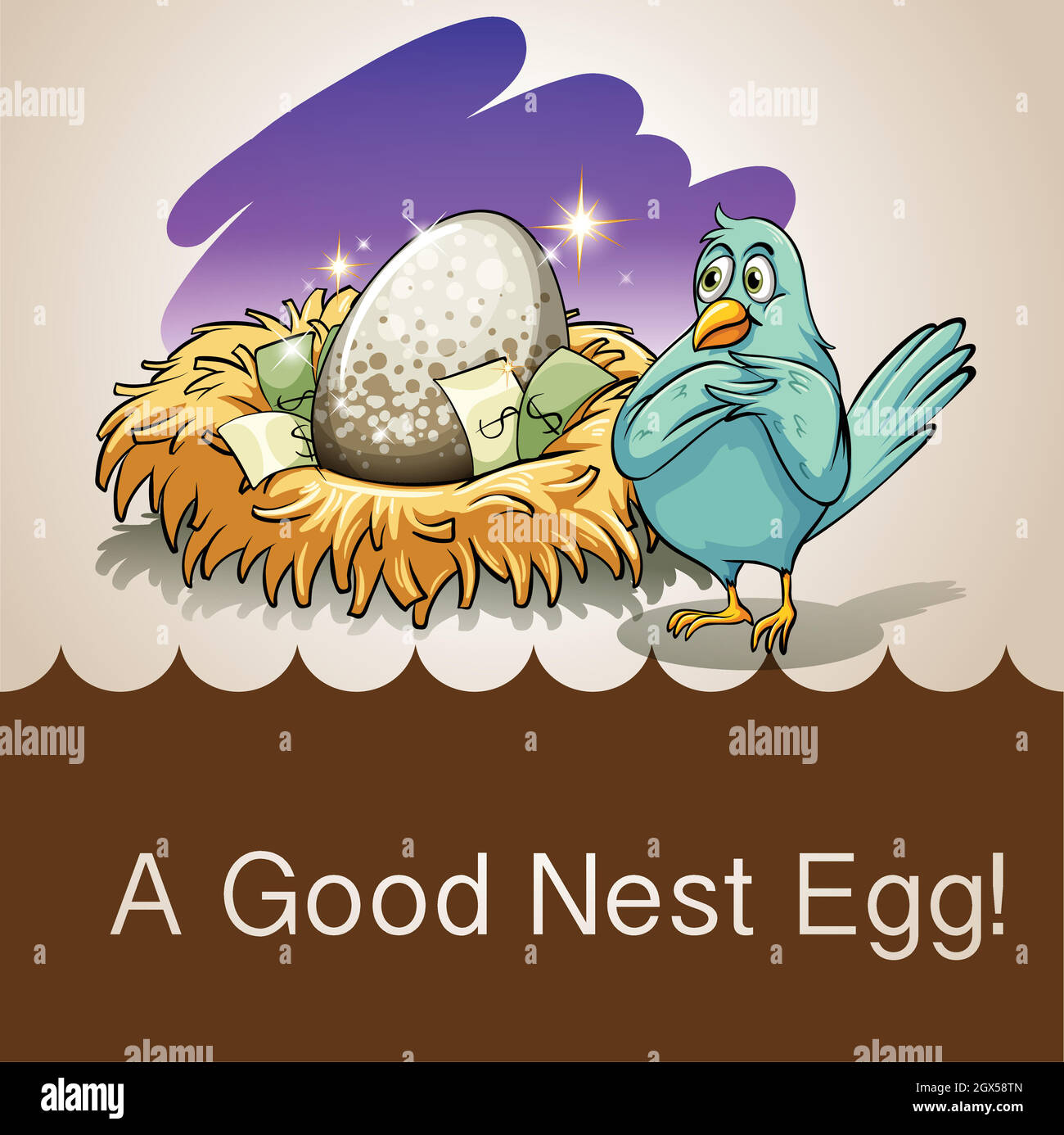 Egg in a nest with money Stock Vector