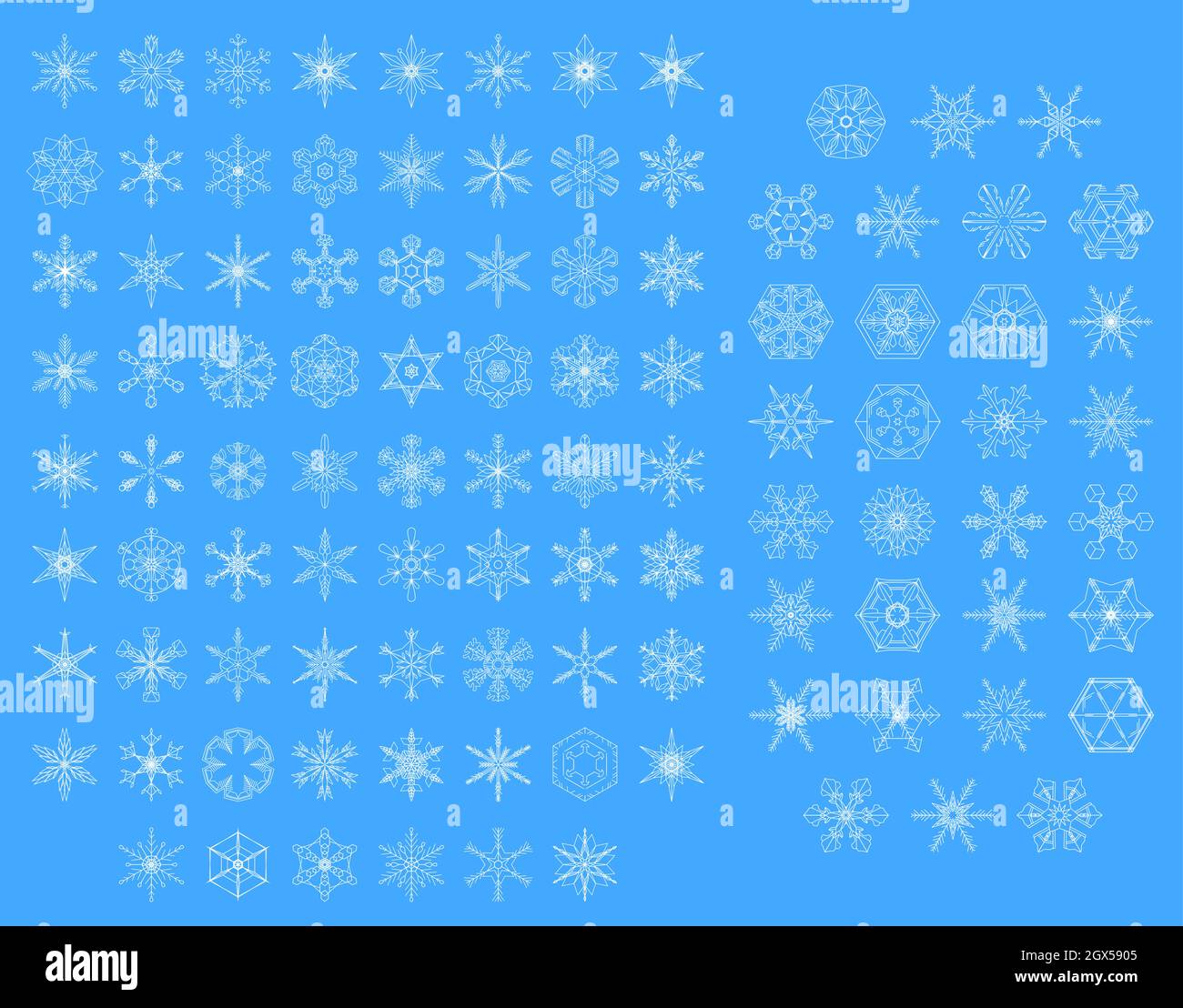 100 Snowflake elements design set in vectors Stock Vector