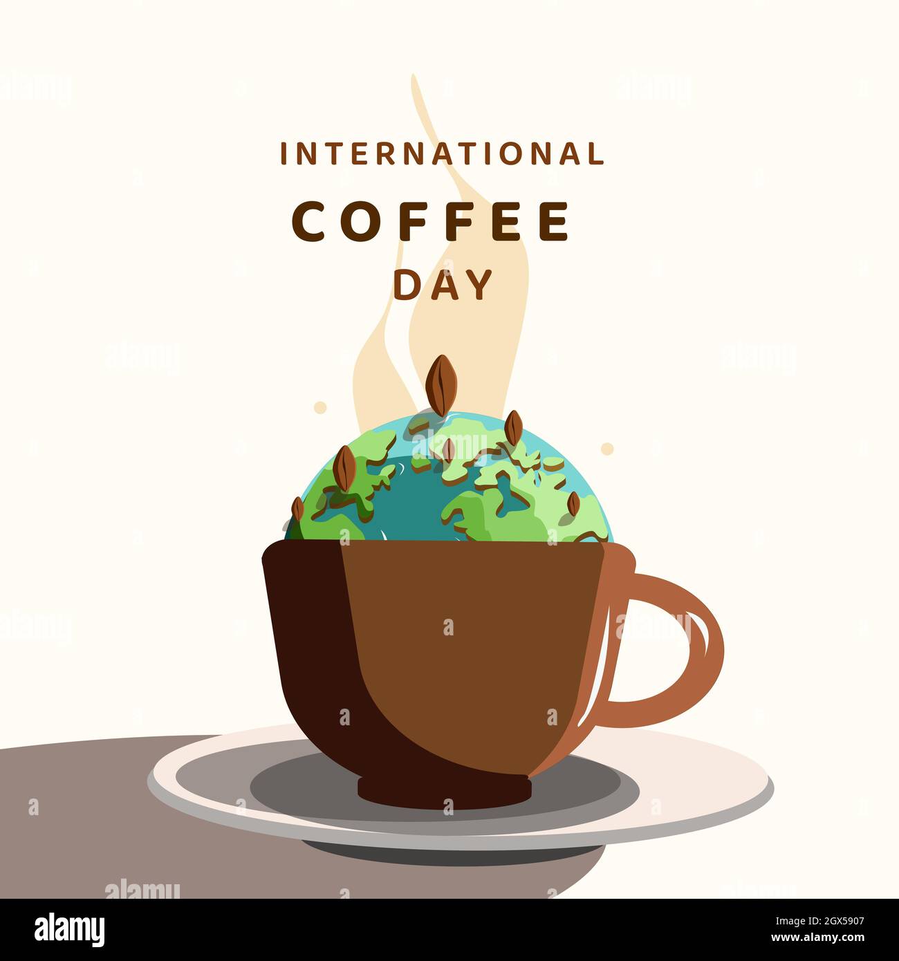 3d international coffee day background hires stock photography and