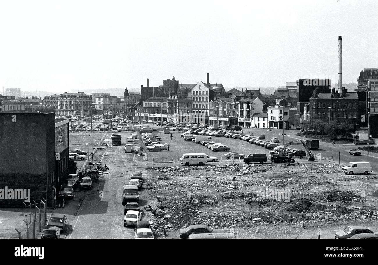 Cardiff  in 1982; redevelopment site at Mill Lane. Stock Photo