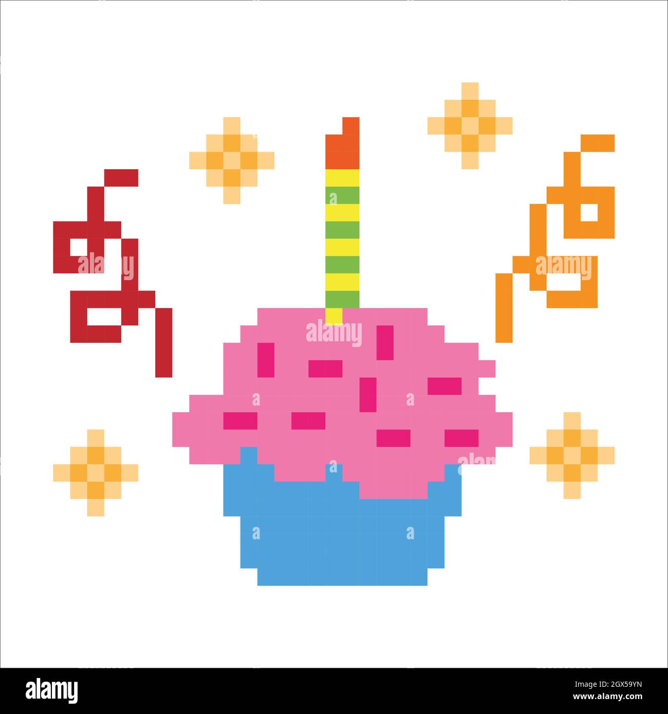 Happy Birthday Banner Pixel Art Illustration Stock Photo Alamy