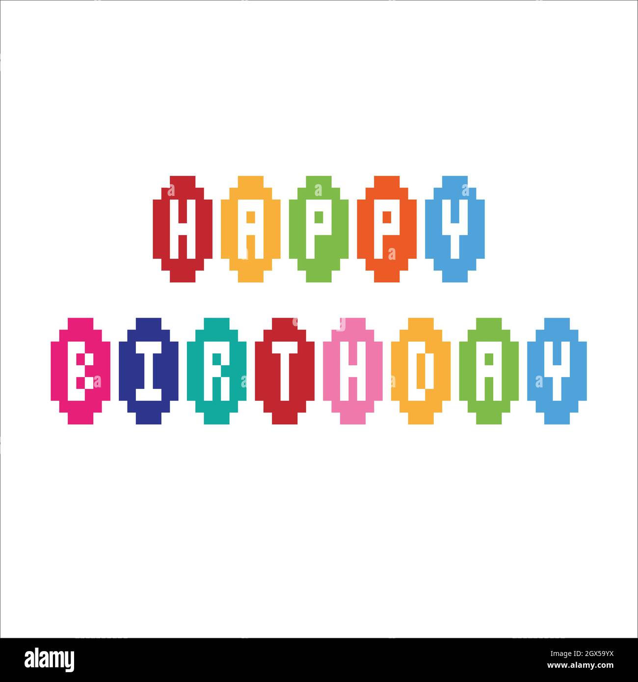 Happy Birthday Banner Pixel Art Illustration Stock Photo Alamy