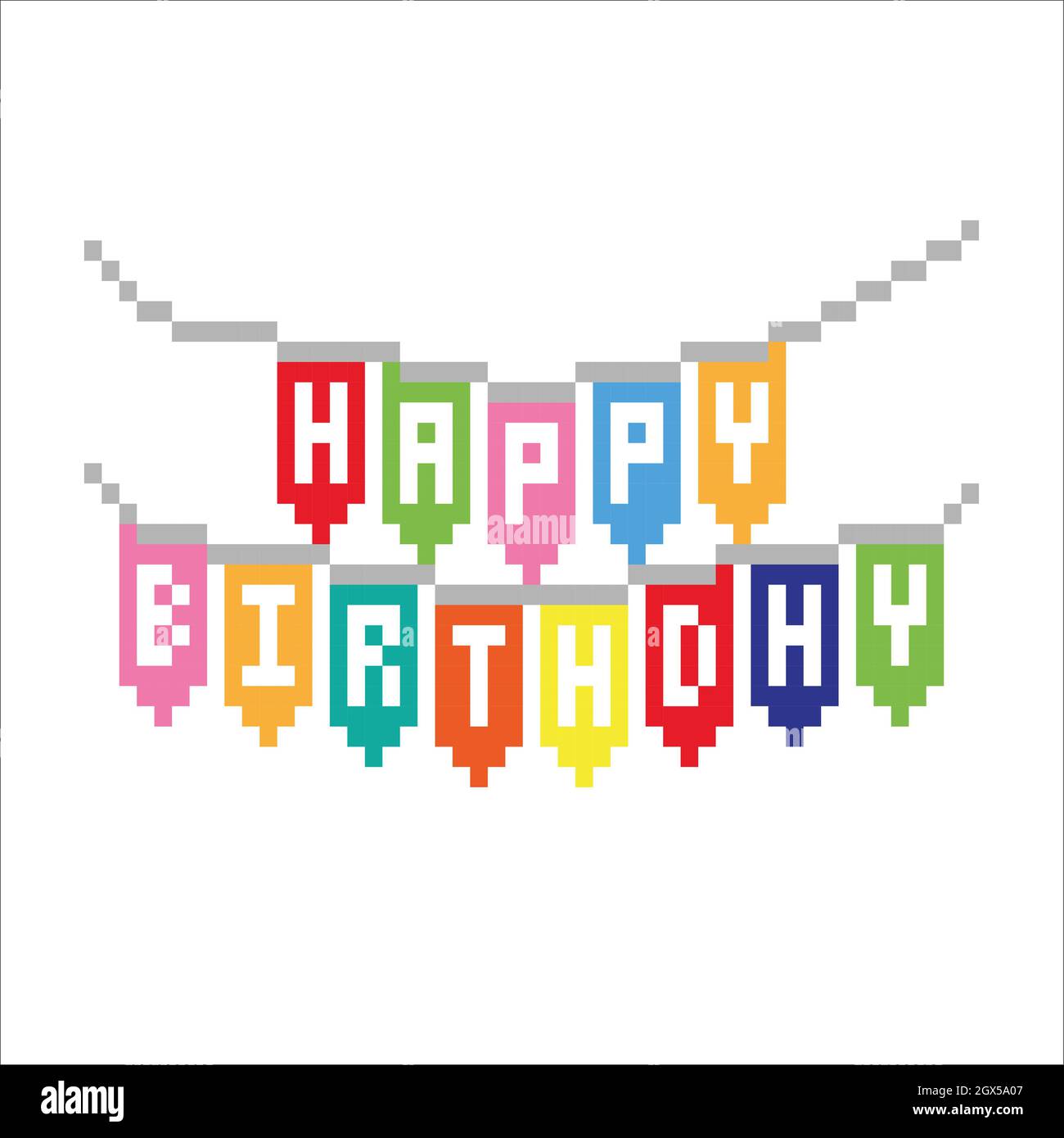 Happy Birthday Banner Pixel Art Illustration Stock Photo Alamy