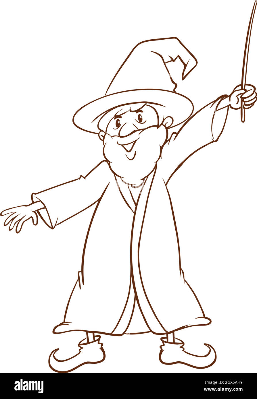 A simple drawing of a wizard Stock Vector