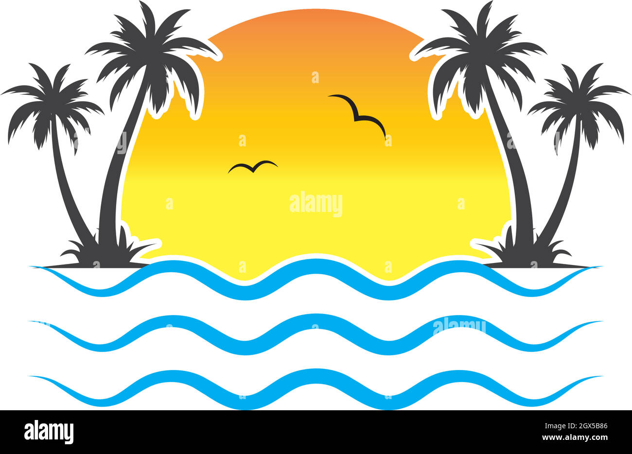 Palm tree icon of summer and travel logo vector illustration Stock Vector