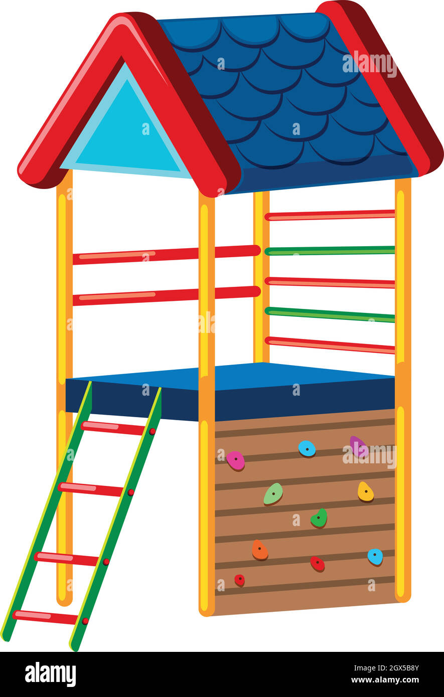 A colourful playground house on white background Stock Vector