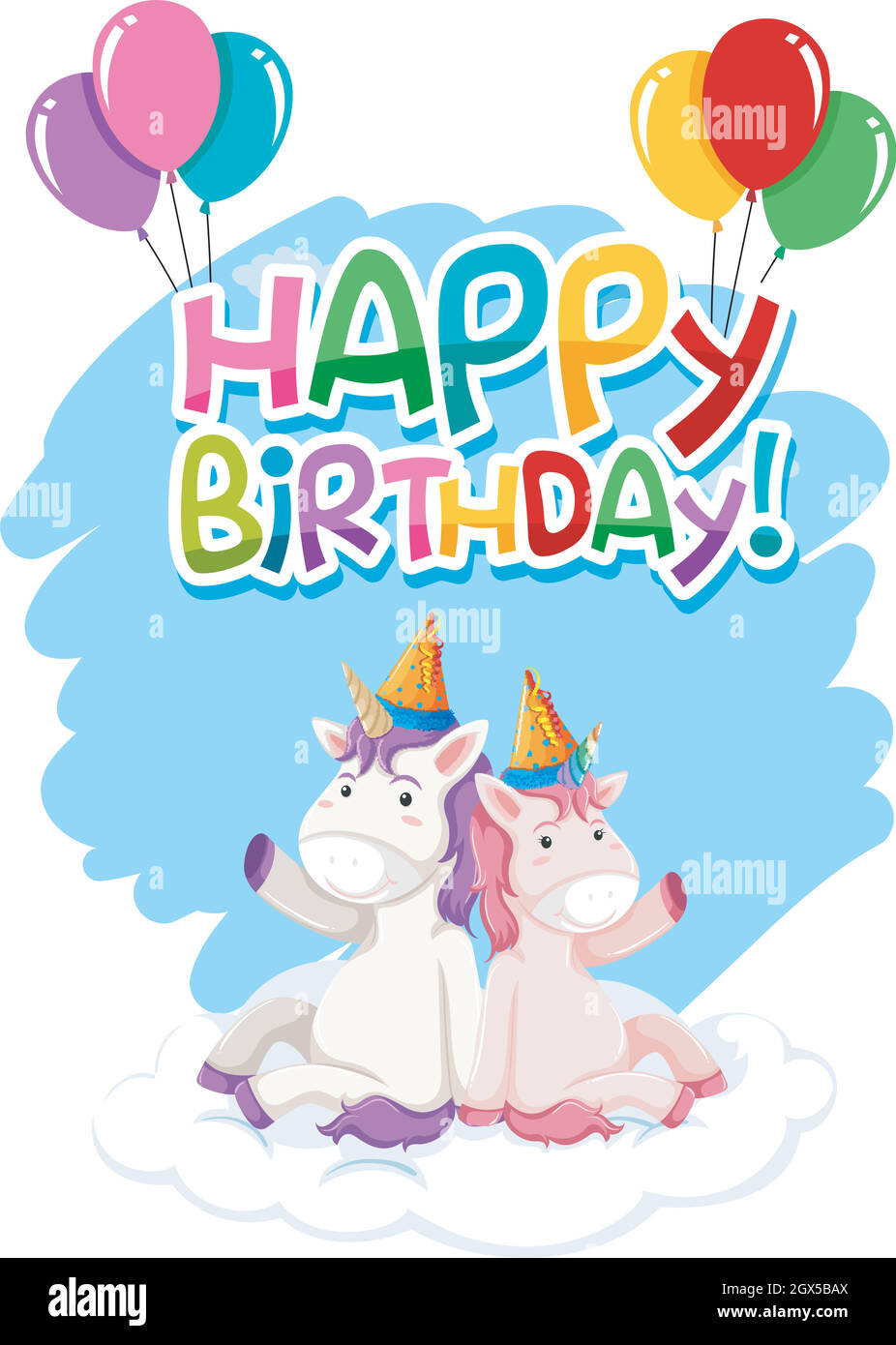 Unicorn on birthday template Stock Vector Image & Art - Alamy