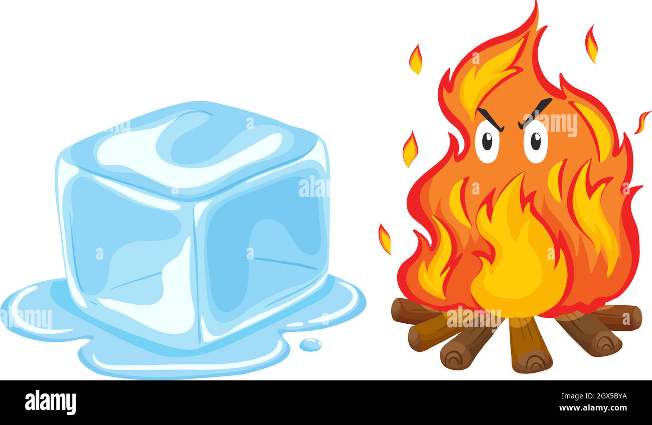 Ice cube and fire Stock Vector