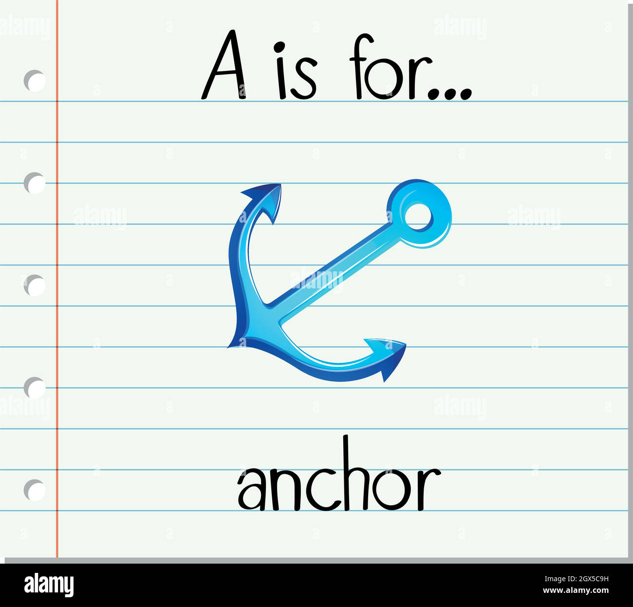 Flashcard letter A is for anchor Stock Vector