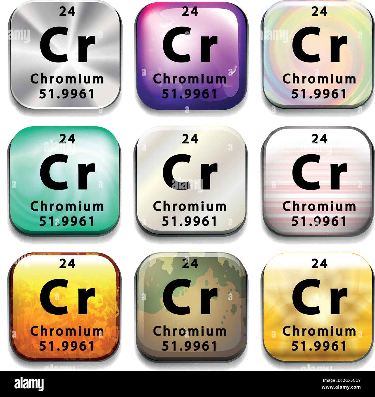 A periodic table button showing Chromium Stock Vector