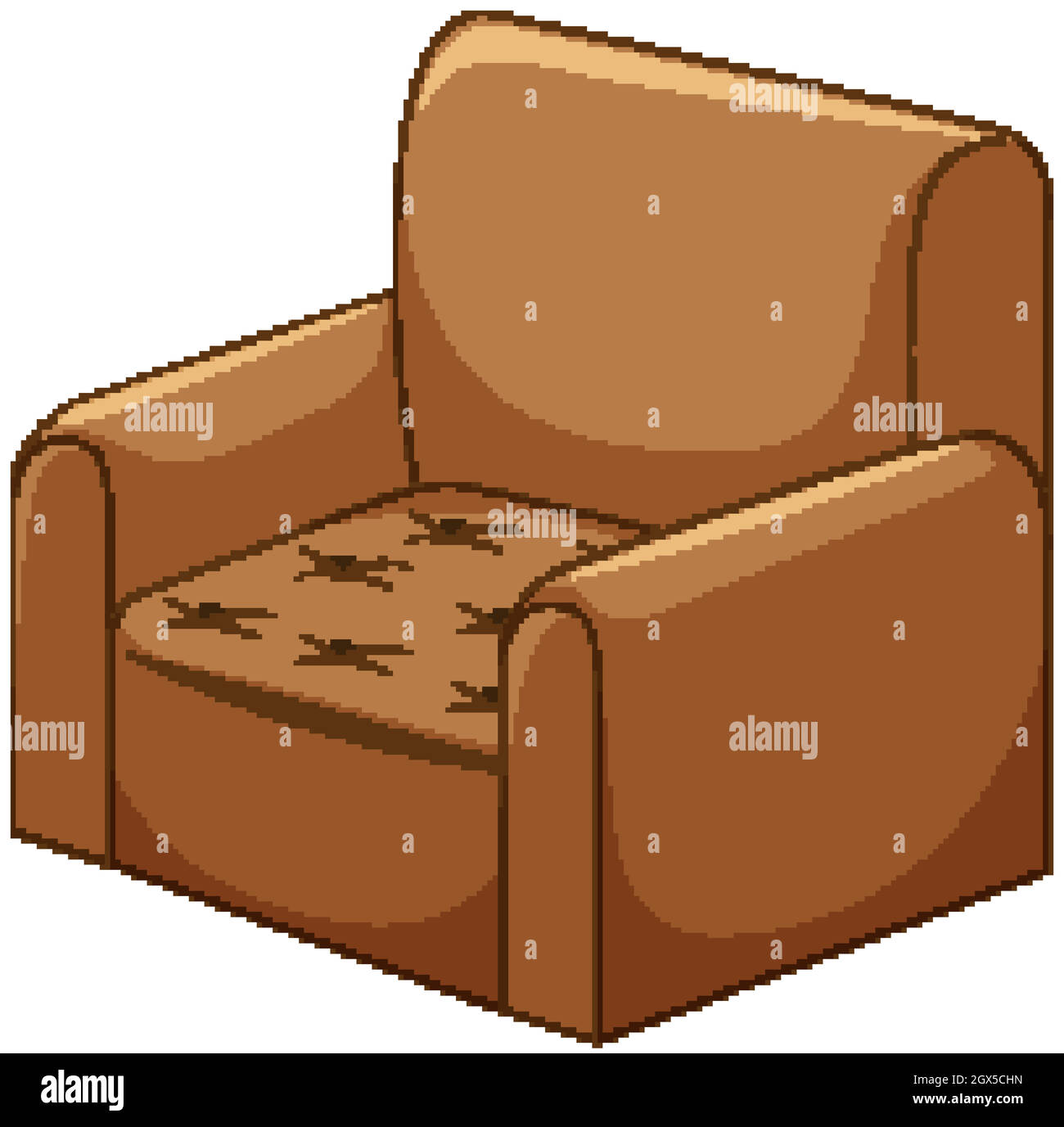 Brown sofa furniture isolated on white background Stock Vector