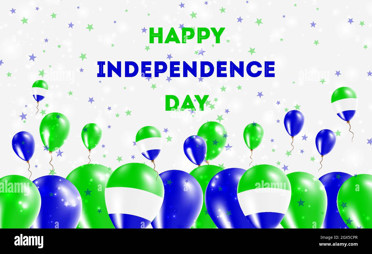 Sierra Leone Independence Day Patriotic Design. Balloons in Sierra