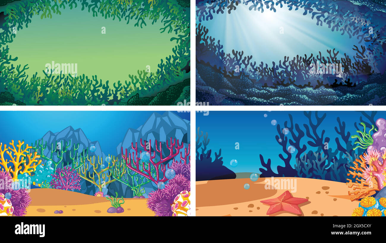 Set of underwater coral scenes Stock Vector Image & Art - Alamy