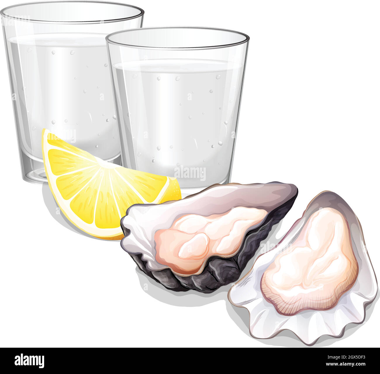 Vodka in glasses and oysters Stock Vector Image & Art Alamy