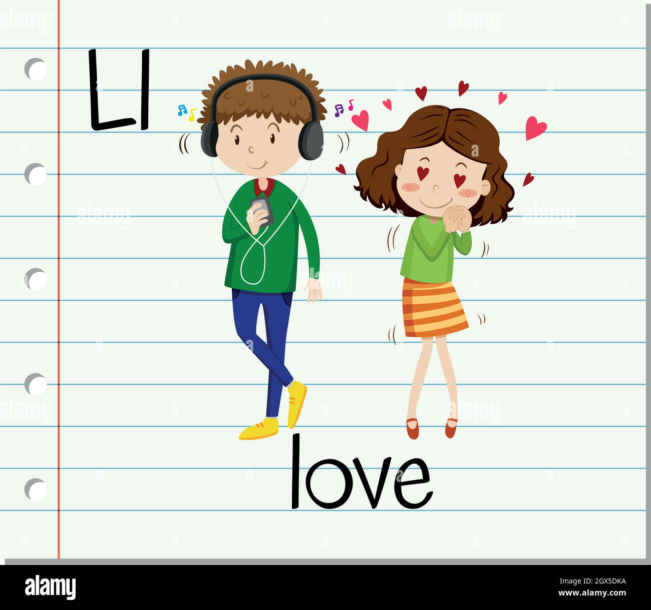 Flashcard letter l is for love stock vector image art alamy