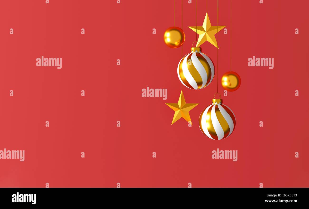 Christmas and happy new year decorations with a golden silver ball and ...