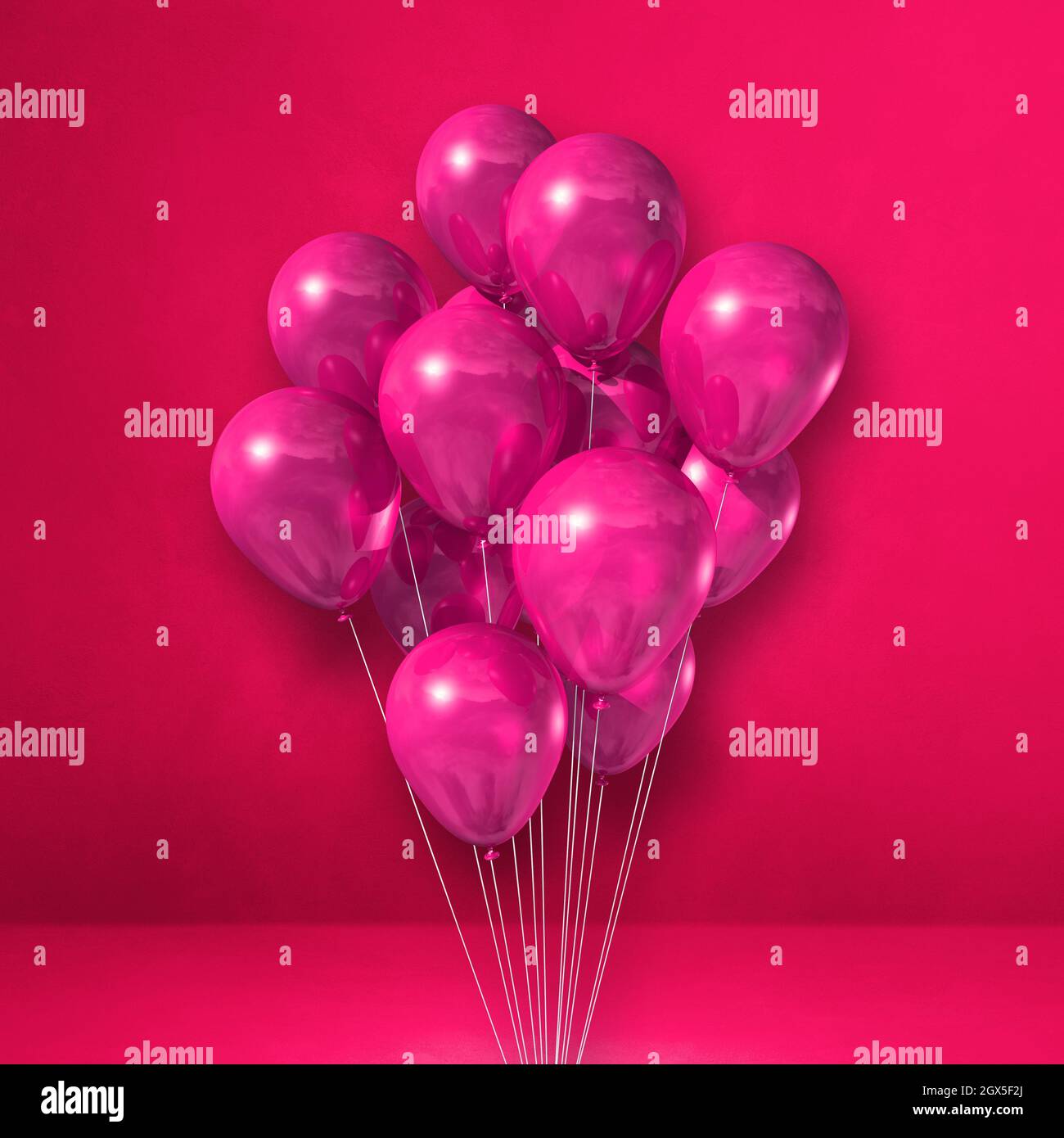 Balloons bunch on a pink wall background. 3D illustration render Stock ...