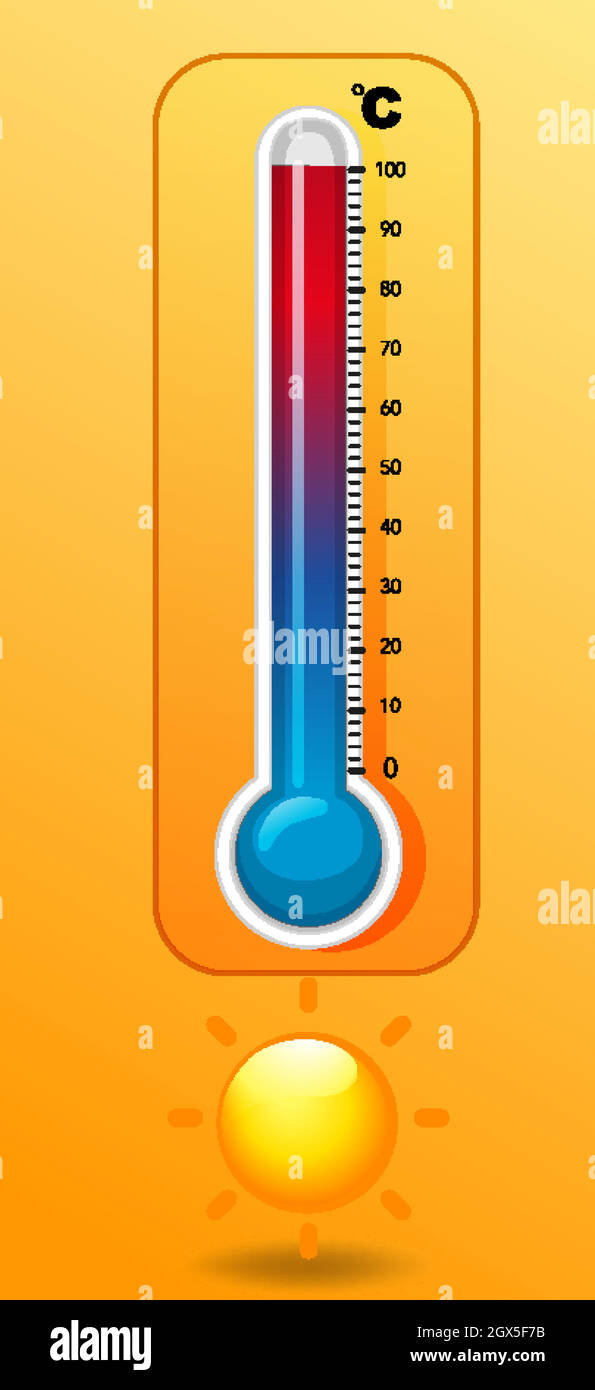 Thermometer and hot sun Stock Vector