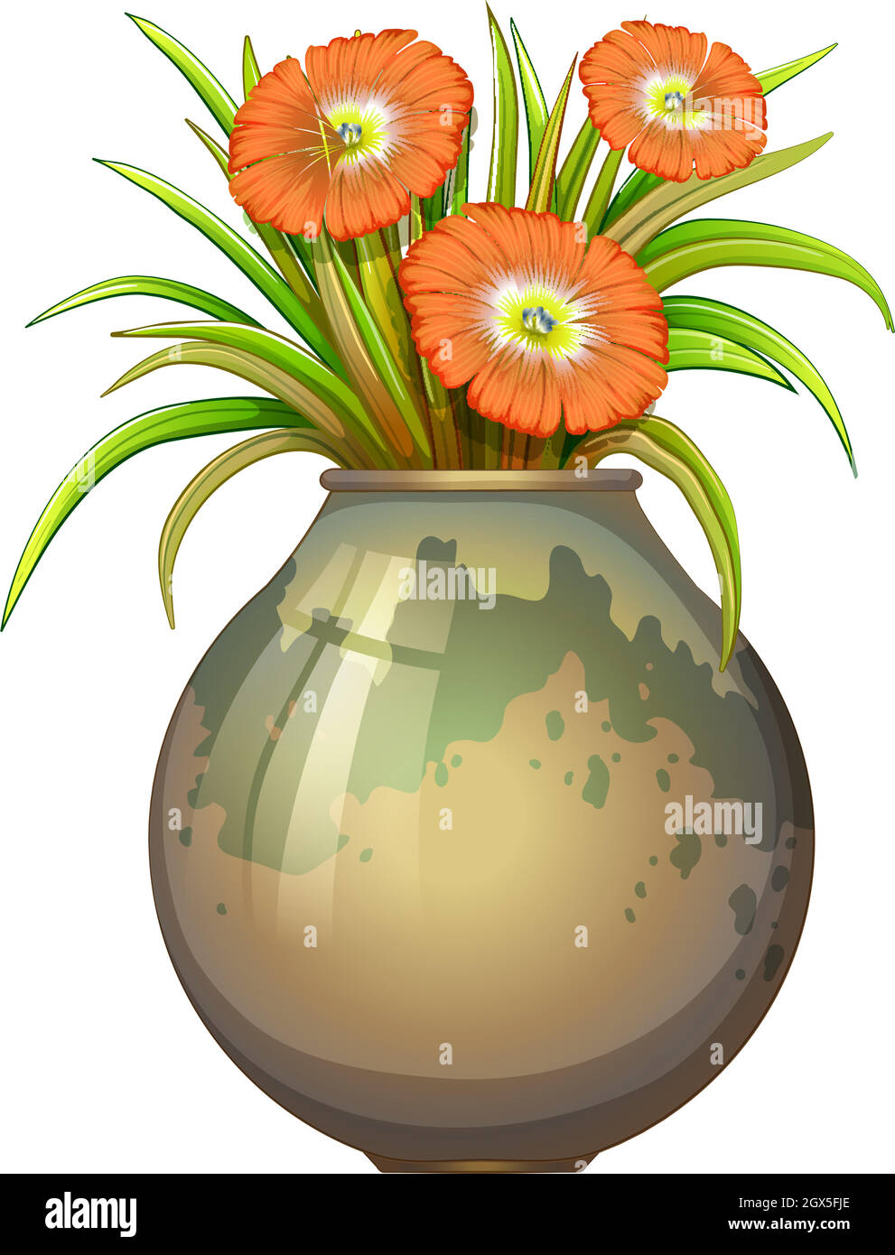 A big pot with flowers Stock Vector