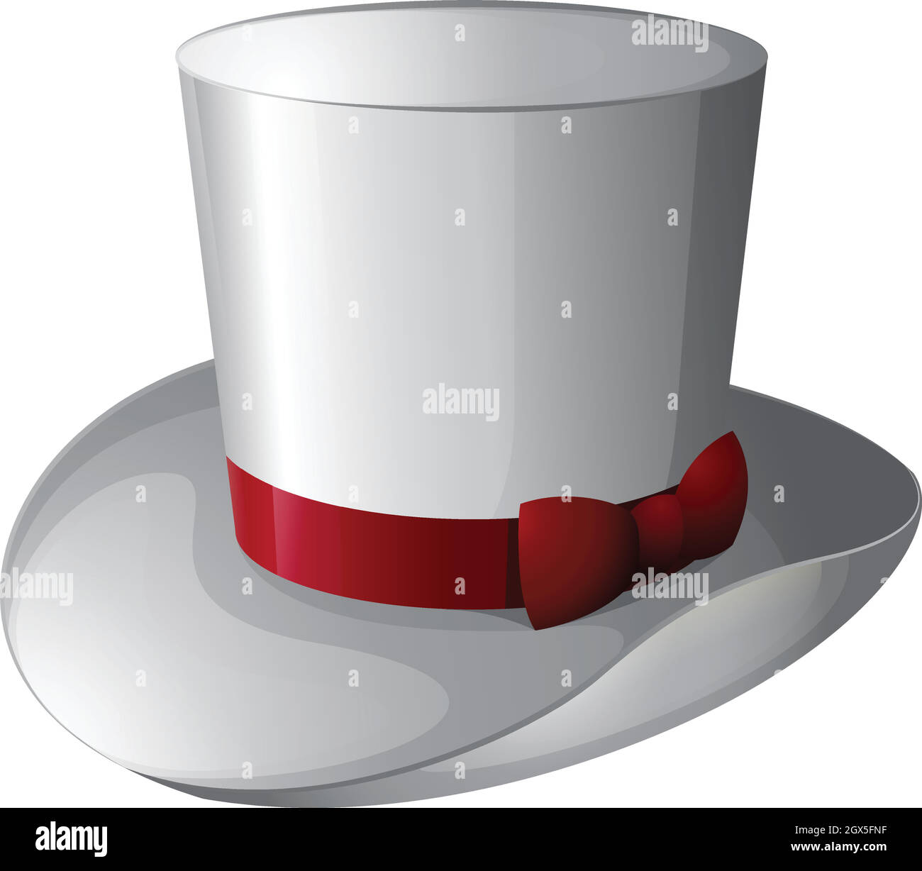 A white magician hat with a red ribbon Stock Vector
