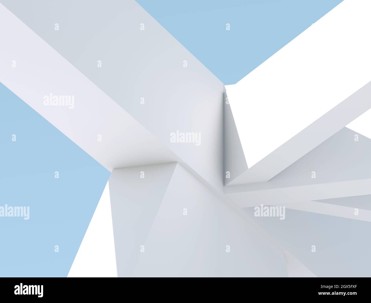 Abstract minimal architecture background with white girders corner under  blue sky. 3d rendering illustration Stock Photo - Alamy