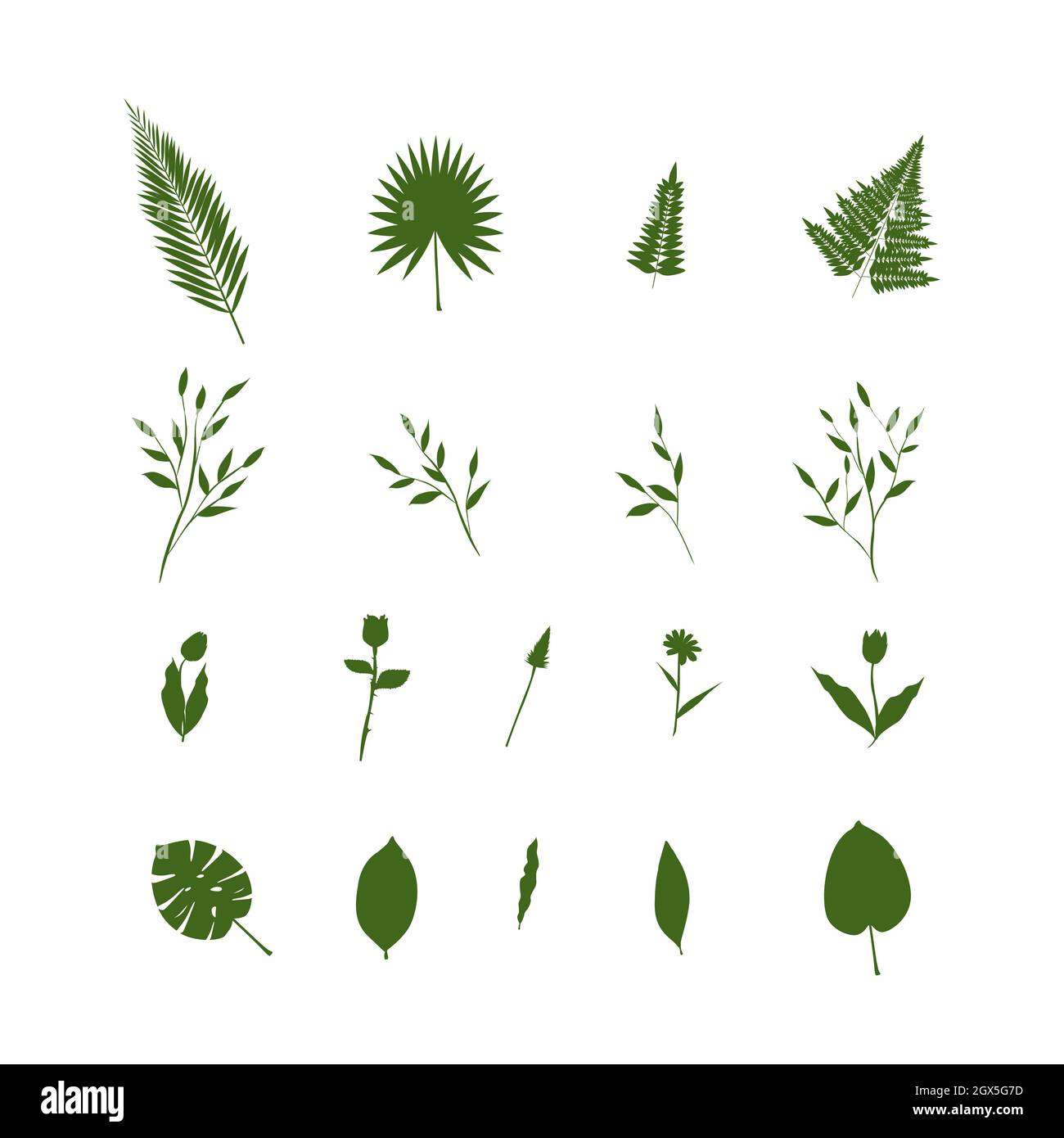 Illustration of natural leaf and flower artthemed nature set Stock