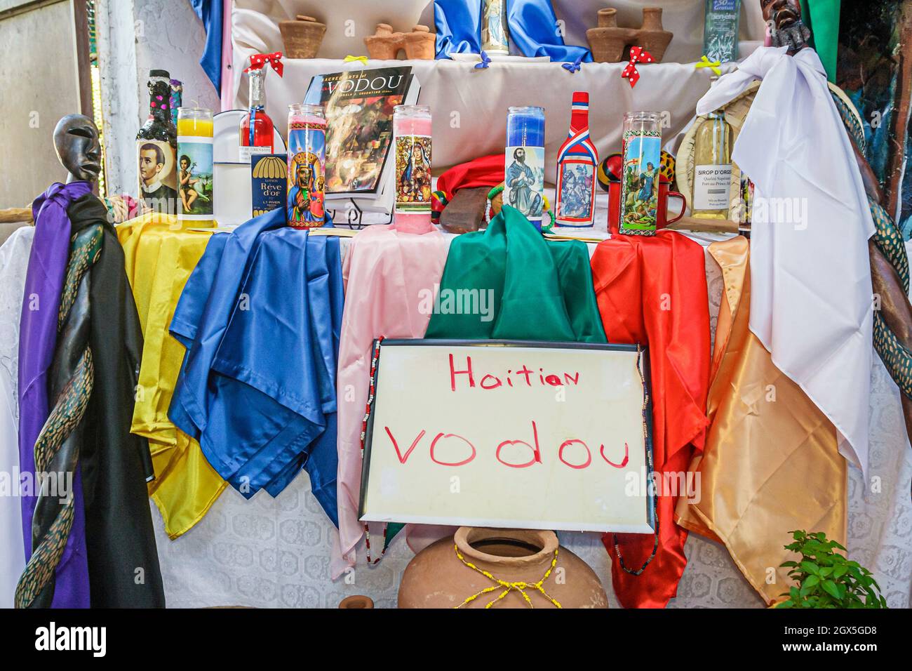 Miami Florida,Little Haiti,Caribbean Marketplace District,Libreri Mapou Book Store Haitian Vodou altar voodoo inside interior Stock Photo